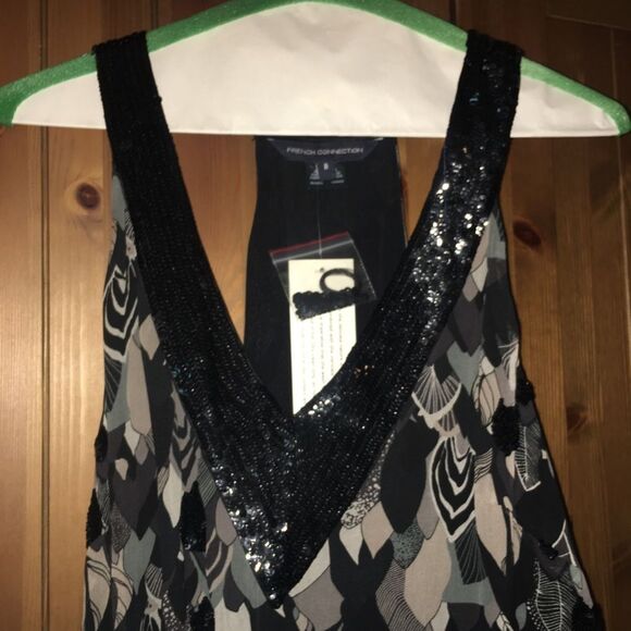 FRENCH CONNECTION Short Drop Waist Sequin Party Dress 1920's Style - Picture 3 of 4